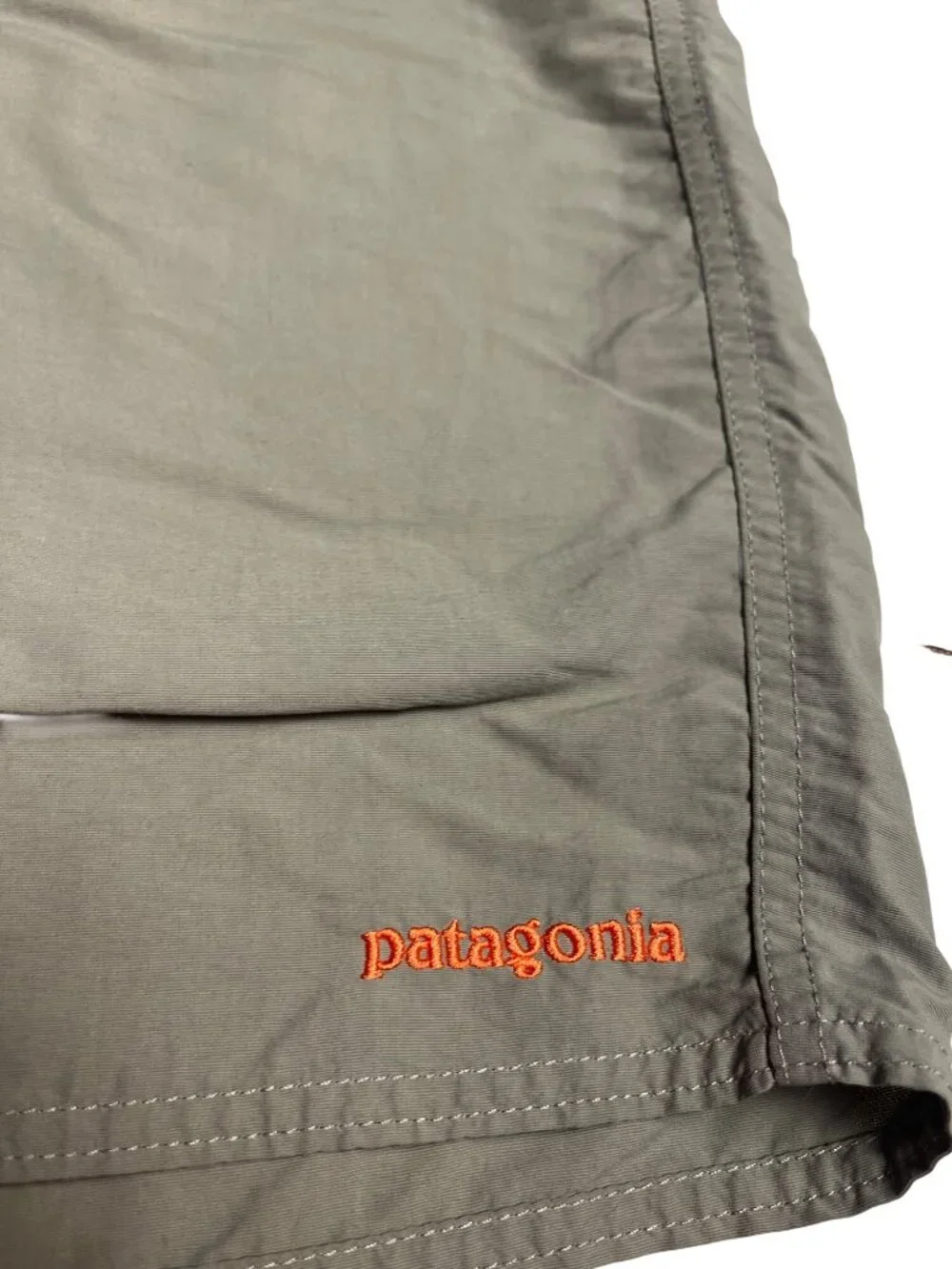 Patagonia Mens Board Shorts Sz 32 gray & black Orange Drawstring Nylon preppy